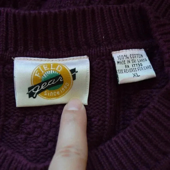 FIELD GEAR Vintage 100% Cotton Knitted Pullover Sweater in Dark Purple Size XL - Picture 3 of 4
